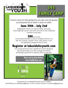 Lakeside For Youth 345 Family Camp Flyer 2017